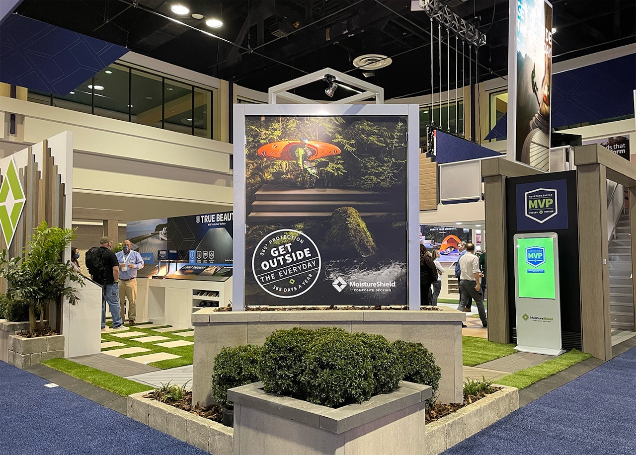 IBS 2022 MoistureShield booth with the Get Outside the Everyday slogan