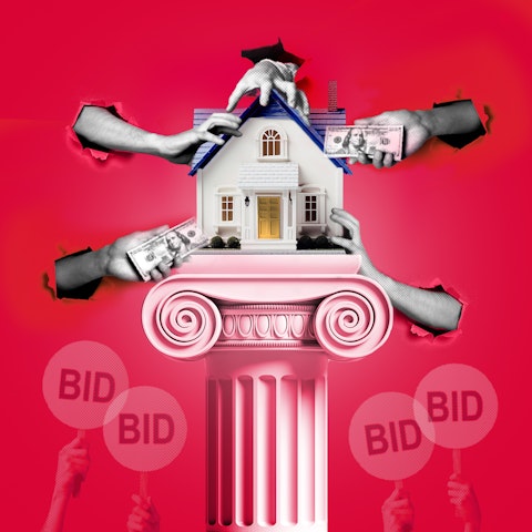 House on a pedestal with hands grabbing at it