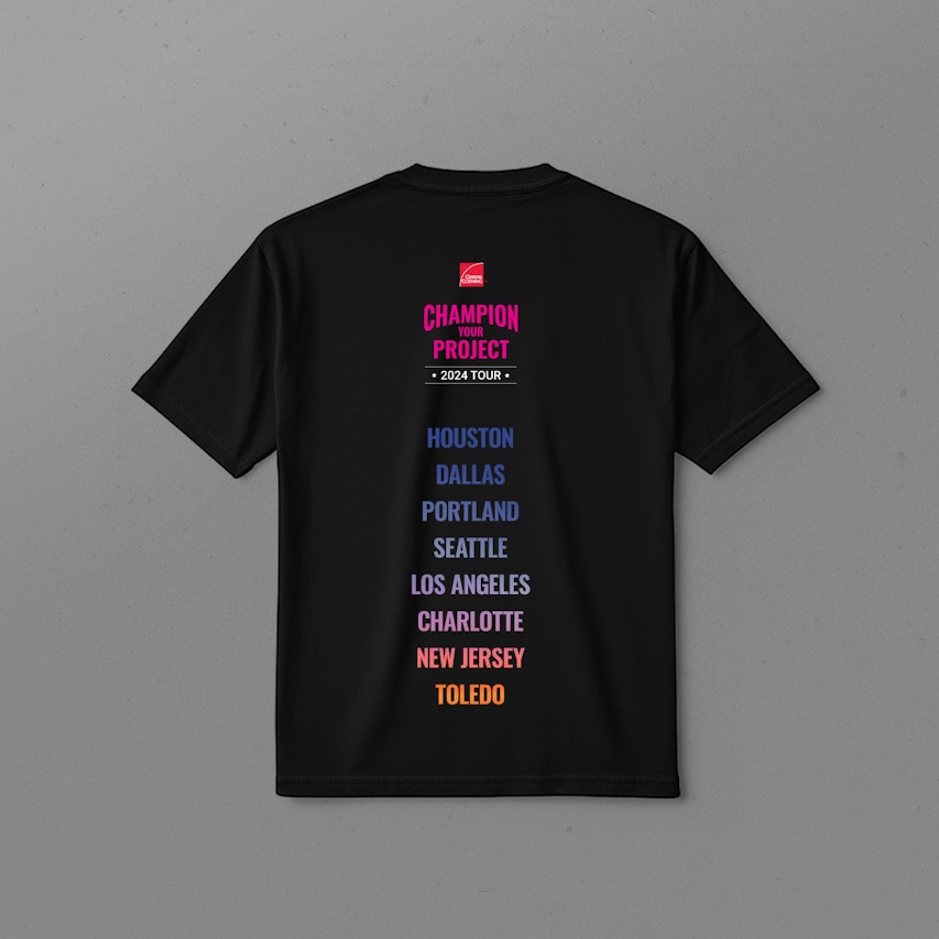 Owens Corning Champion Your Project 2024 tour t-shirt listing tour cities