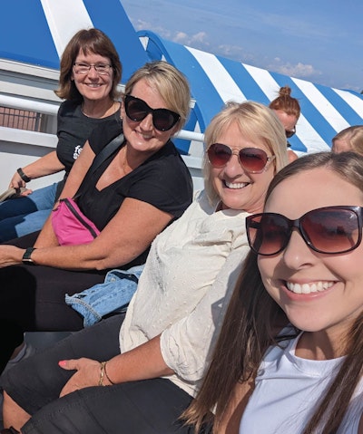 four women on the ferry to Machinac Island