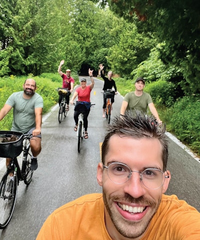 Interrupt employees riding bikes on Machinac Island