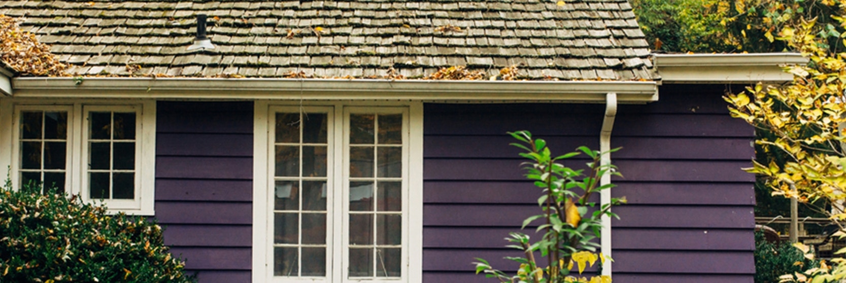 exterior view of homes window and wood shingle roof