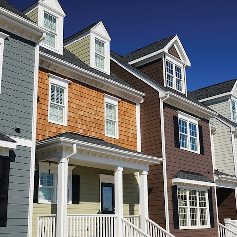 row of two story town houses