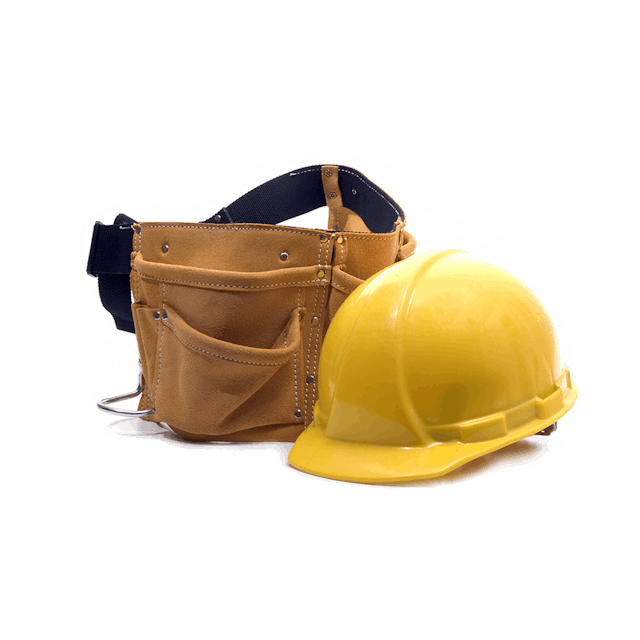 tool belt and hard hat